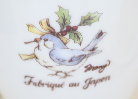 マニー クリスマス陶器 蓋付ハンドルカップ とり(グリーン)