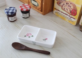 メゾンドマニー ローズ 陶器 ラフレゾン 2仕切りプレート