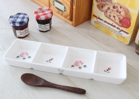 メゾンドマニー ローズ 陶器 ラフレゾン 4仕切りプレート