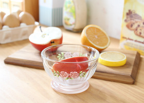 マニー ステンシルローズ ガラス カフェオレボウルS