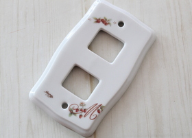 マニーロココ 陶器 スイッチカバー 2個口