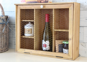 【訳アリ10%OFF】マニーGC ナチュラルWOOD 金網キャビネット