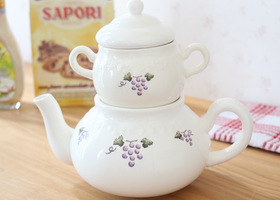 マニー オーベルジュ 陶器 ティーポット&ティーストレーナーセット