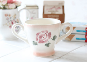 マニーローズ 陶器 ダブルハンドルマグ