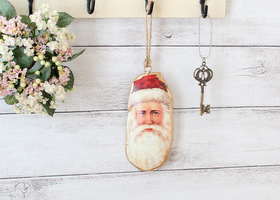 マニー クリスマス プリキ・オーナメント サンタフェイス