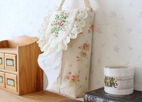 リボン刺繍のティッシュボックスカバーA