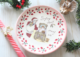 メゾンドマニー クリスマス陶器 プレート(子供・レッド)