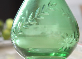 マニーGC ガラス フラワーベース リーフ GREEN
