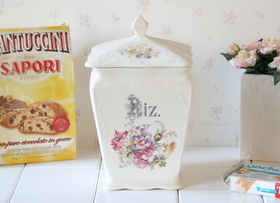 アンティーク 陶器 キャニスターRIZ(L)