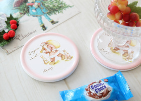 マニー クリスマス陶器 タイルコースター(サンタ・ピンク)
