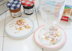 マニー クリスマス陶器 タイルコースター(サンタ・ピンク)