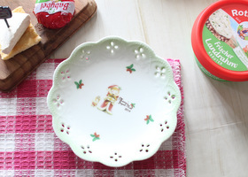 マニー クリスマス・レース陶器 プレートS(グリーン)