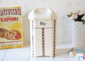 アンティーク 陶器 キャニスターRIZ(ローズガーランド)