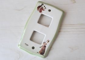 マニー レコルト 陶器 スイッチカバー 2個口