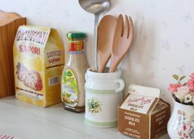 マニー カントリーチェック エルブ 陶器 スプーンコンテナ