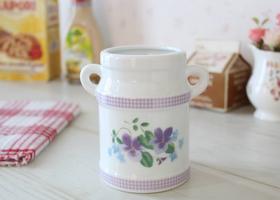 マニー カントリーチェック ヴィオレ 陶器 スプーンコンテナ