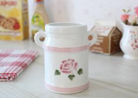 マニー カントリーチェック ローズ 陶器 スプーンコンテナ