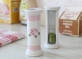 マニー カントリーチェック ローズ 陶器 サンドグラス(砂時計)