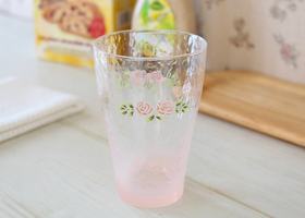 メゾンドマニー ステンシルローズ ガラス タンブラー