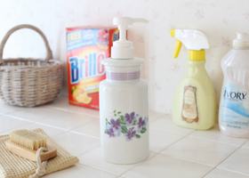 マニー カントリーチェック ヴィオレ 陶器 シャンプーポンプ