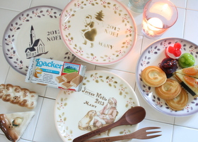 マニー クリスマス陶器 プレート チャーチ(ピンク)