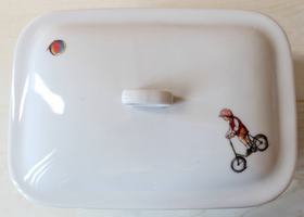 マニー カントリーチェック プチメゾン 陶器 ウエットシートボックス