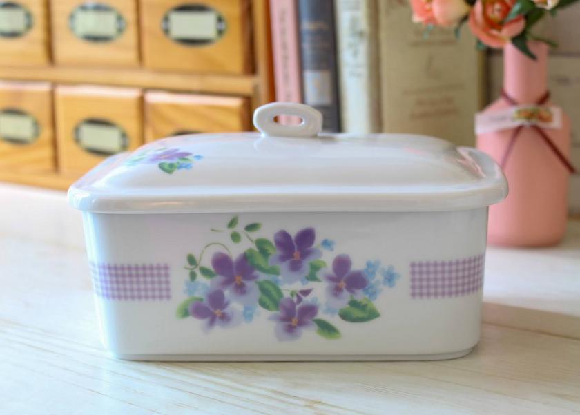 マニー カントリーチェック ヴィオレ 陶器 ウエットシートボックス