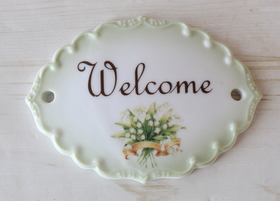 マニーエルブ 陶器 ドアプレート ウェルカム